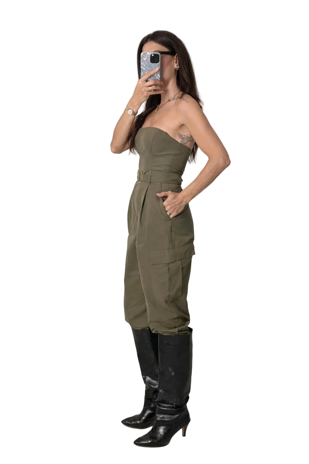 Combinaison bustier cargo-kaki