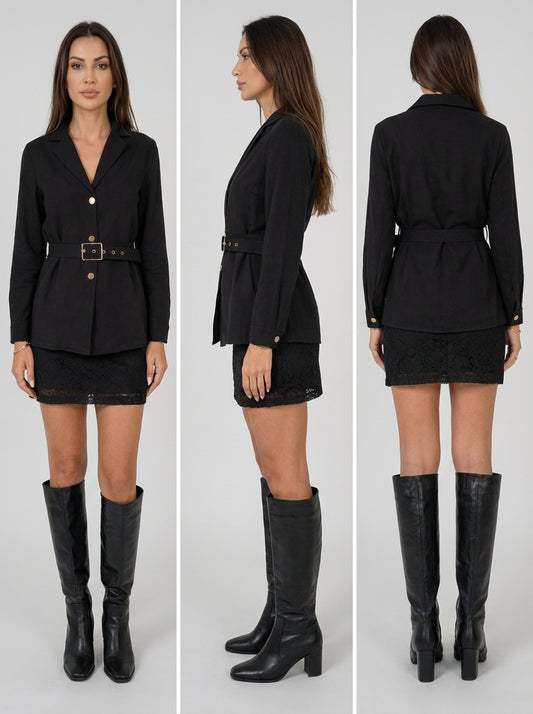 Chemise manches longues avec ceinture