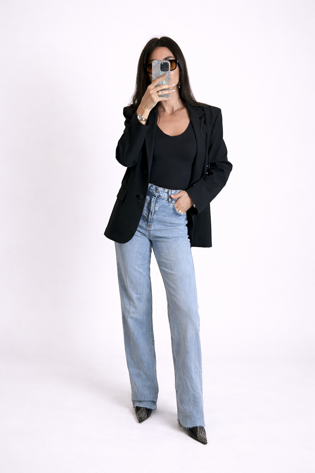 Jean bleu clair coupe évasée