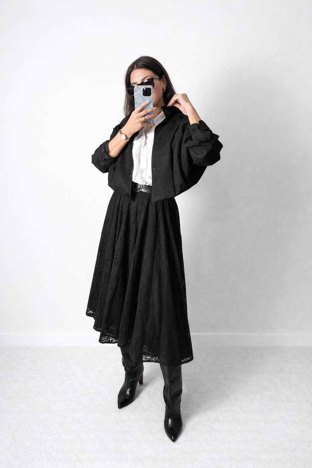 Jupe longue dentelle, doublée