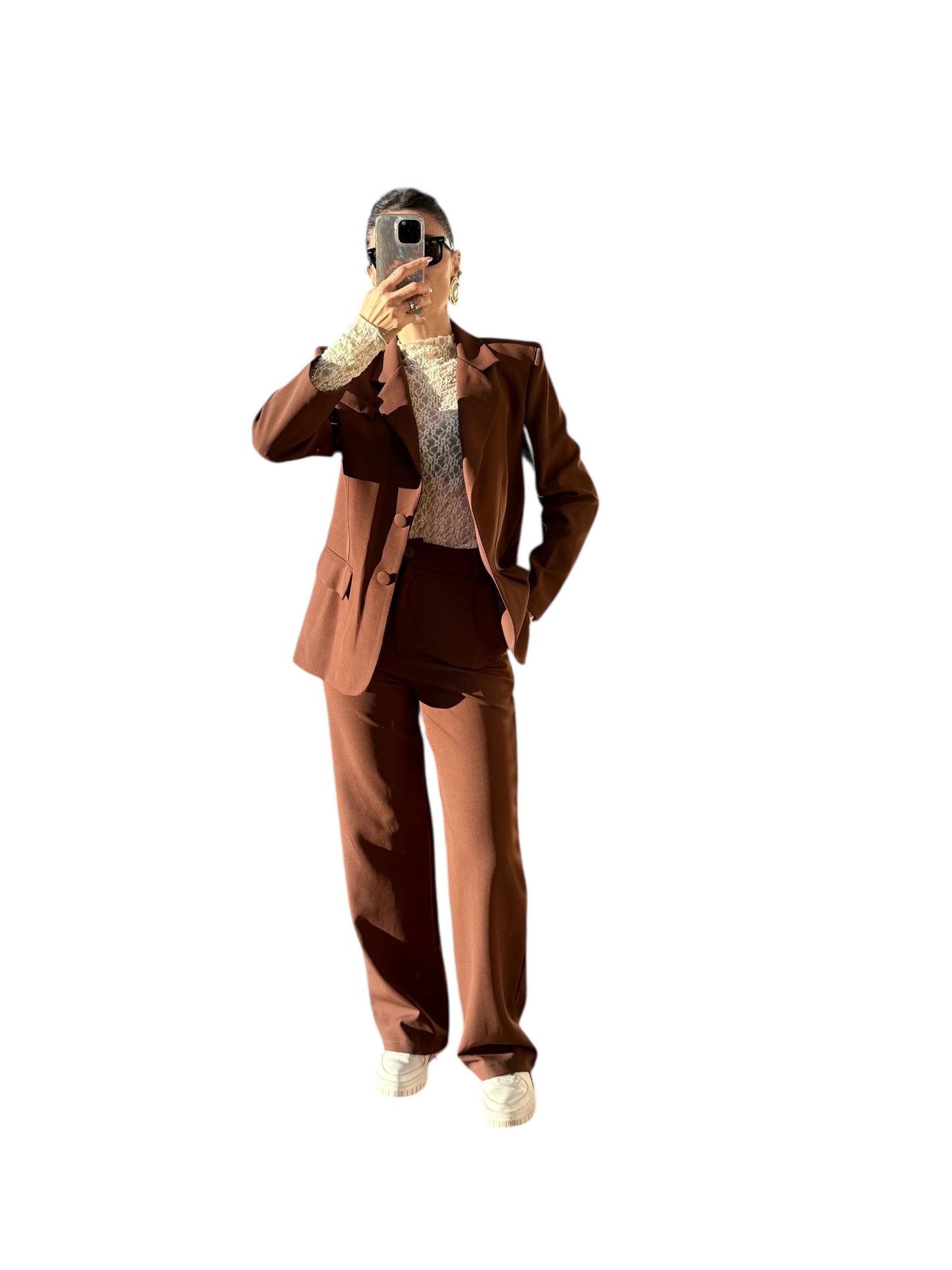 Haut en dentelle écru