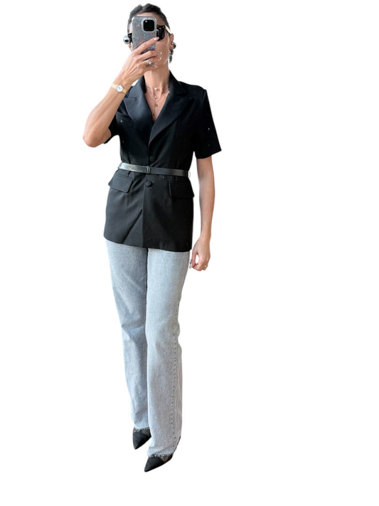 Veste manches courtes avec ceinture