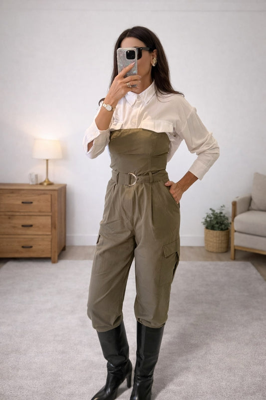 Combinaison bustier cargo-kaki