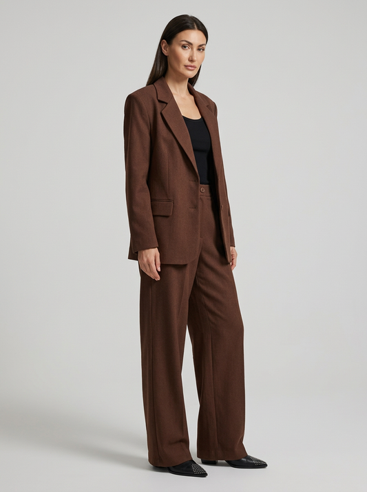 Tailleur marron manches rayures