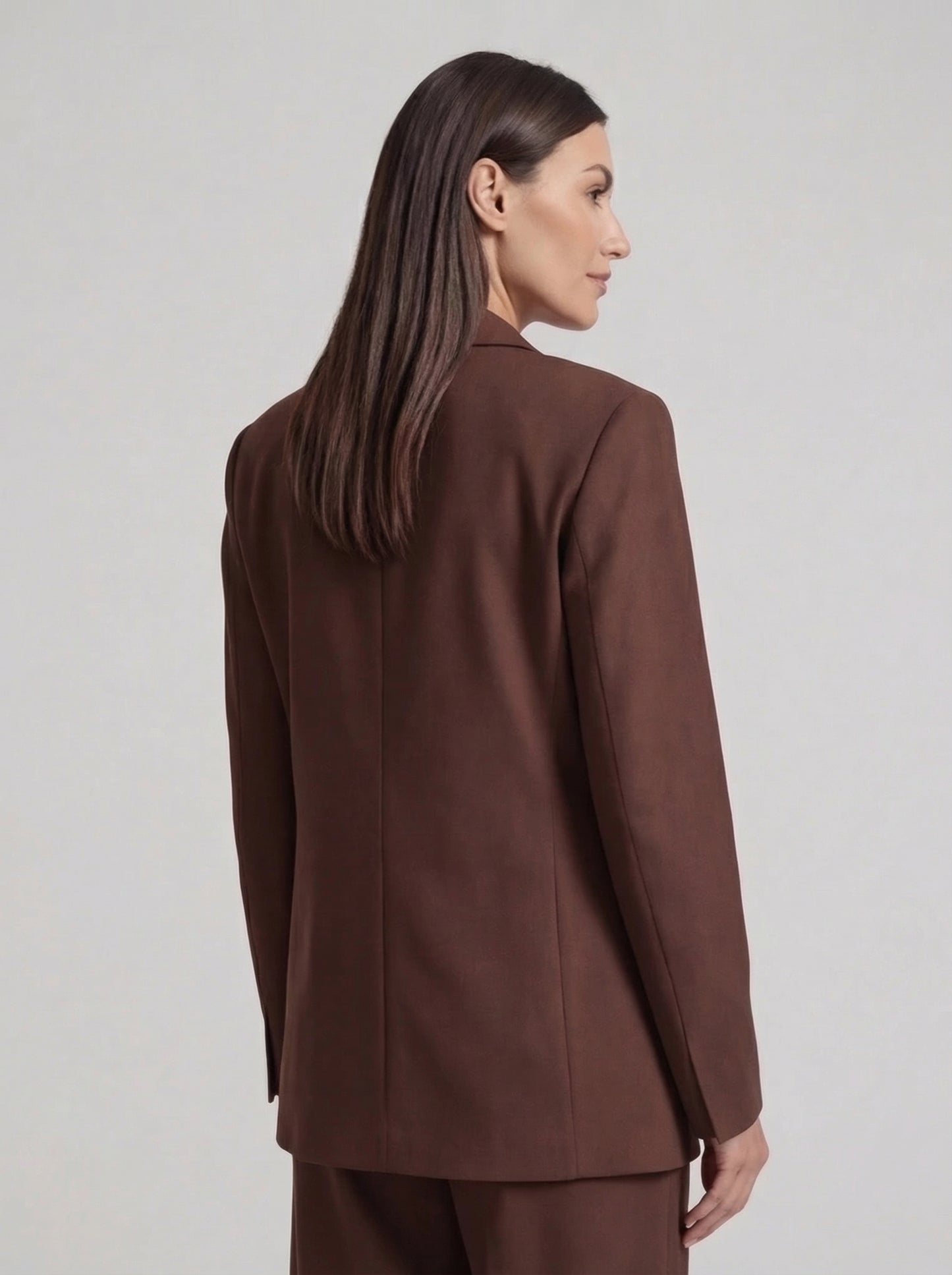 Tailleur marron manches rayures