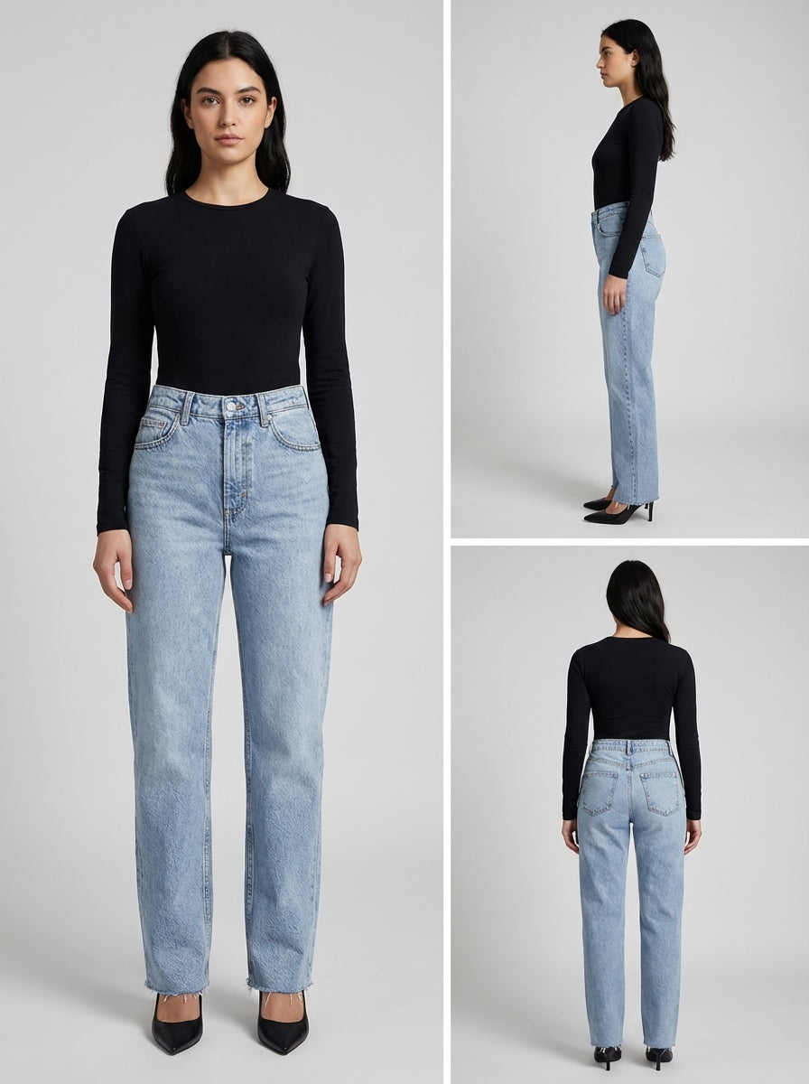 Jean bleu clair coupe évasée