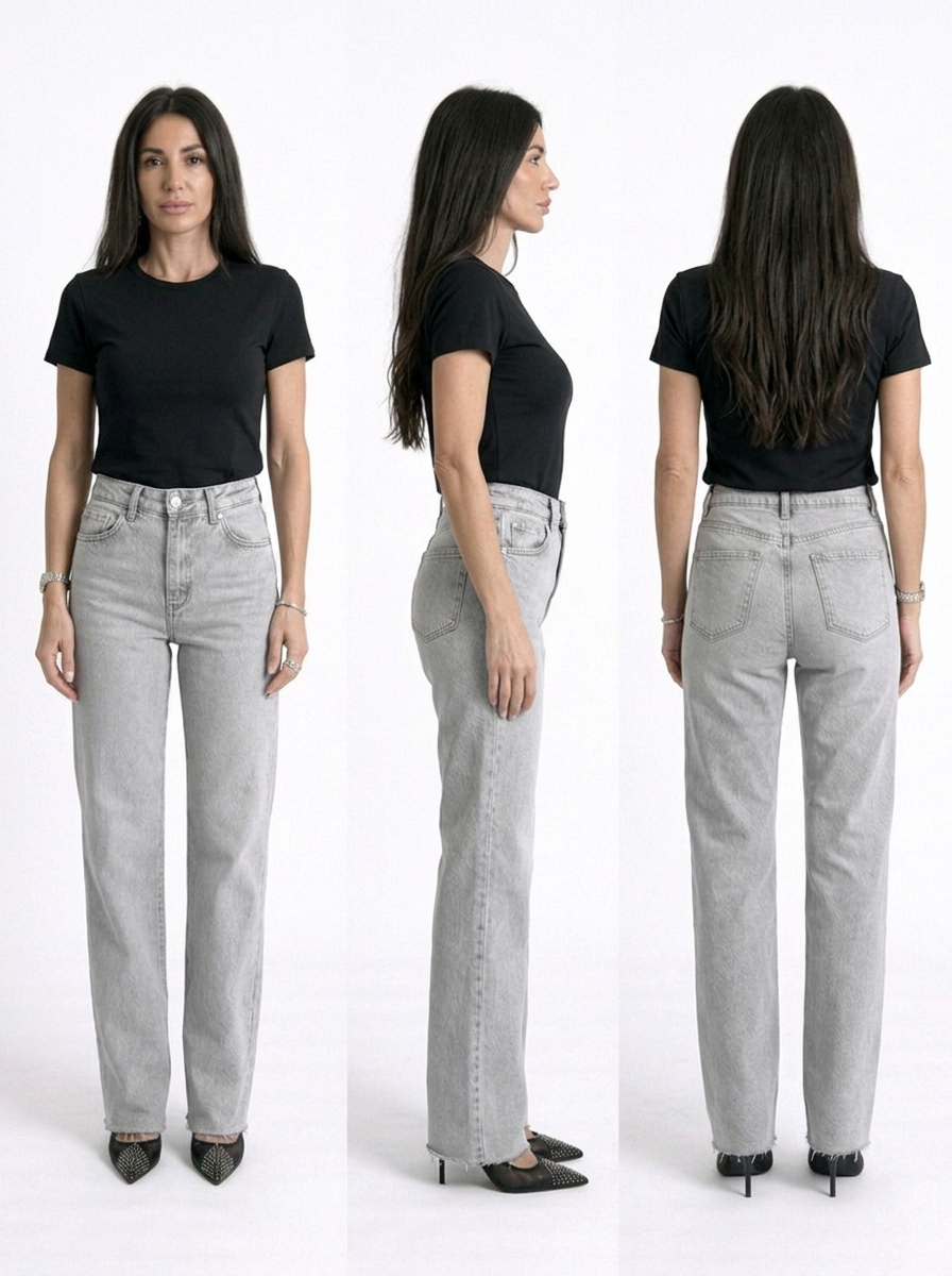 Jean gris coupe évasée