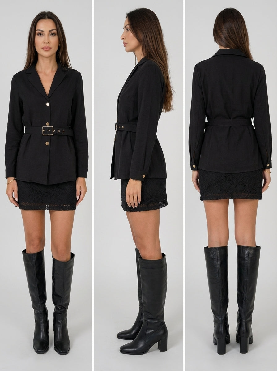 Chemise manches longues avec ceinture