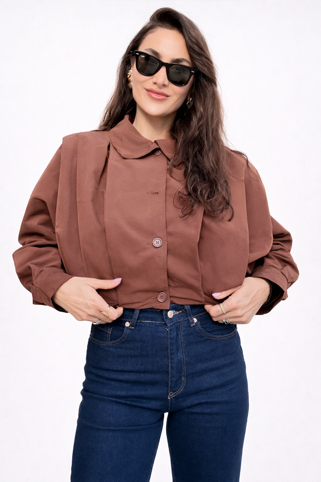 Veste drapée à épaullettes