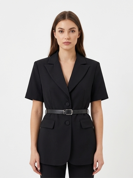 Veste manches courtes avec ceinture