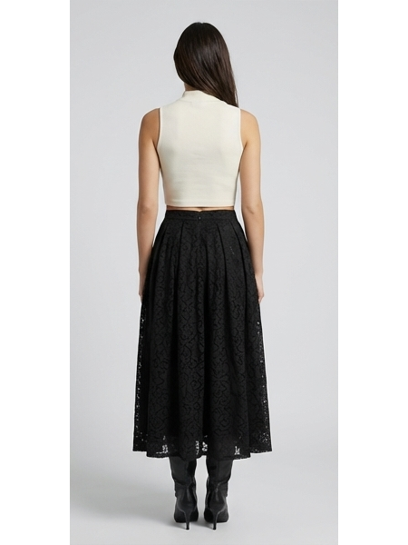 Jupe longue dentelle motif floral, doublée